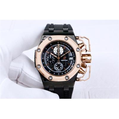 Replica  Royal Oak Japan Quartz chronograph Mens Watch White Dial  Rubber Strap E63