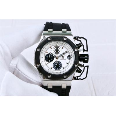 Replica  Royal Oak Japan Quartz chronograph Mens Watch White Dial  Rubber Strap E63