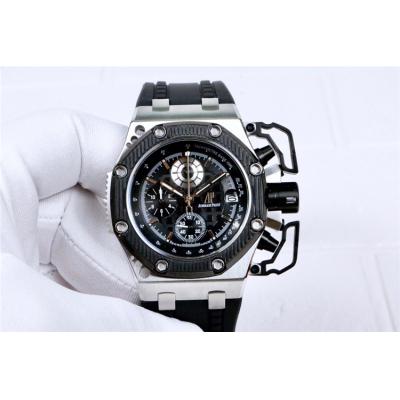 Replica  Royal Oak Japan Quartz chronograph Mens Watch White Dial  Rubber Strap E63