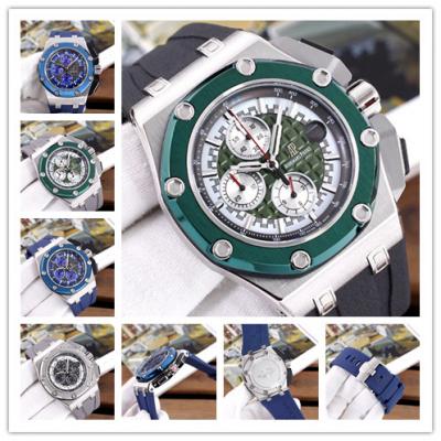 Replica  Royal Oak Japan Quartz chronograph Mens Watch Green Dial  Rubber Strap B E64