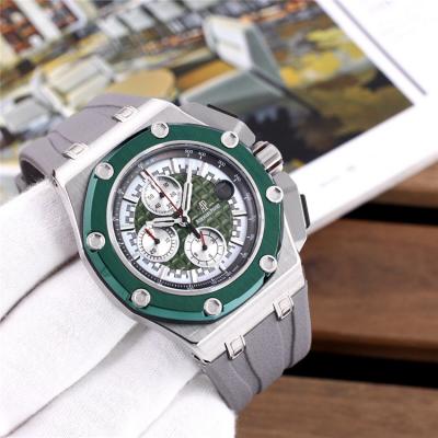 Replica  Royal Oak Japan Quartz chronograph Mens Watch Green Dial  Rubber Strap B E64