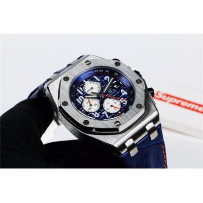 Replica  Royal Oak Offshore A21J Automatic Movement   Mens Watch White Dial Leather Strap A E65