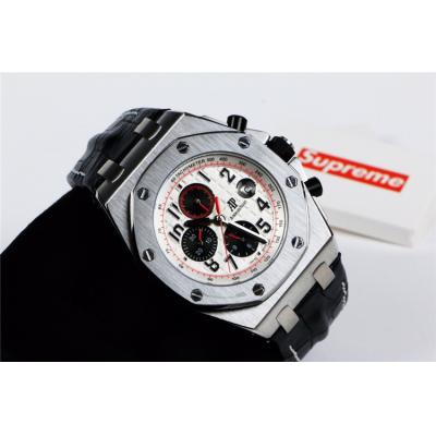 Replica  Royal Oak Offshore A21J Automatic Movement   Mens Watch White Dial Leather Strap A E65