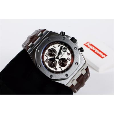 Replica  Royal Oak Offshore A21J Automatic Movement   Mens Watch Gray Dial Leather Strap B E65