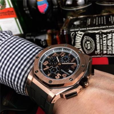 Replica  Royal Oak Offshore  Japan Quartz chronograph Mens Watch Black  Dial Rubber Strap E76