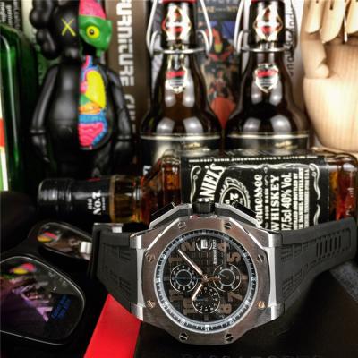 Replica  Royal Oak Offshore  Japan Quartz chronograph Mens Watch Black  Dial Rubber Strap E76