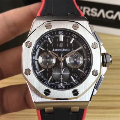 Replica  Royal Oak Japan Quartz chronograph Mens Watch  Black Dial Rubber Strap A E80