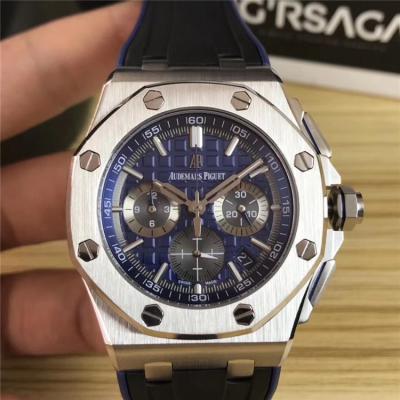 Replica  Royal Oak Japan Quartz chronograph Mens Watch  Black Dial Rubber Strap A E80