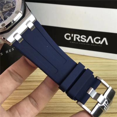 Replica Royal Oak Japan Quartz chronograph Mens Watch Black Dial Rubber Strap B E80