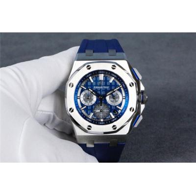 Replica Royal Oak Japan Quartz chronograph Mens Watch  Blue Dial Rubber Strap E81