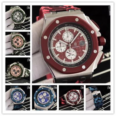 Replica Royal Oak Japan Quartz  chronograph Mens Watch Red Dial Rubber Strap A  E86