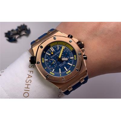 Replica  Royal Oak  A21J Automatic Movement  Mens Watch Blue Dial Rubber Strap B E87