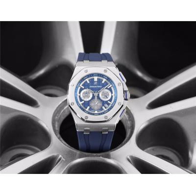 Replica  Royal Oak Offshore  Japan VK Quartz chronograph Mens Watch  Blue Dial Rubber Strap E88