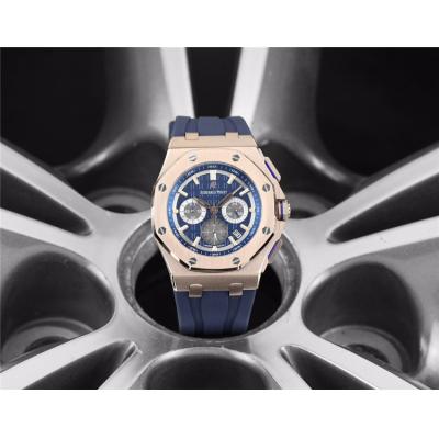 Replica  Royal Oak Offshore  Japan VK Quartz chronograph Mens Watch  Blue Dial Rubber Strap E88