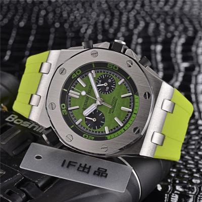 Replica  Royal Oak  Japan VK Quartz chronograph   Mens Watch Green  Dial Rubber Strap E90