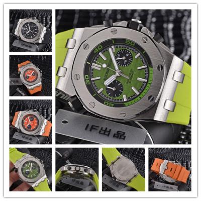 Replica  Royal Oak  Japan VK Quartz chronograph   Mens Watch Green  Dial Rubber Strap E90