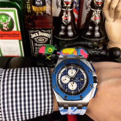 Replica  Royal Oak Offshore  A21J Automatic Movement  Mens Watch Blue Dial Rubber Strap  E92