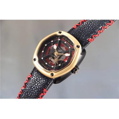 Replica Dietrich Organic Time Miracle OT-M Miyota 82S7 Automatic Mens Watch PVD YG Leather Red