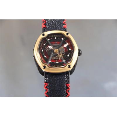 Replica Dietrich Organic Time Miracle OT-M Miyota 82S7 Automatic Mens Watch PVD YG Leather Red