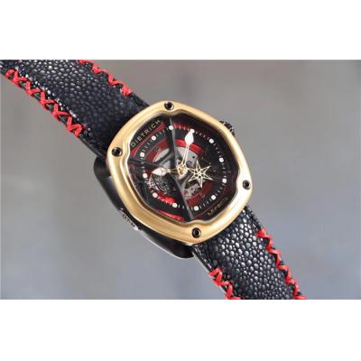 Replica Dietrich Organic Time Miracle OT-M Miyota 82S7 Automatic Mens Watch PVD YG Leather Red