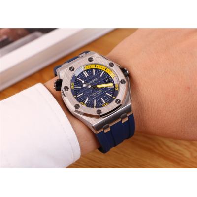 Replica  Royal Oak  A21J Automatic Movement  Mens Watch Blue Dial Rubber Strap A   E95