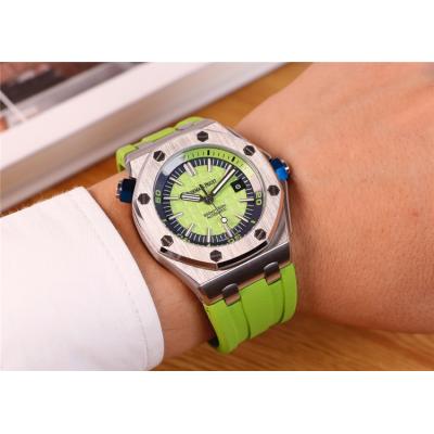 Replica  Royal Oak  A21J Automatic Movement  Mens Watch Green  Dial Rubber Strap B E95