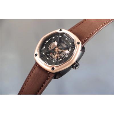 Replica Dietrich Organic Time Miracle OT-M Miyota 82S7 Automatic Mens Watch PVD RG Leather Brown