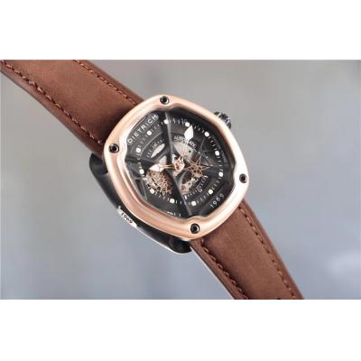 Replica Dietrich Organic Time Miracle OT-M Miyota 82S7 Automatic Mens Watch PVD RG Leather Brown