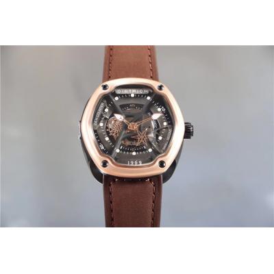 Replica Dietrich Organic Time Miracle OT-M Miyota 82S7 Automatic Mens Watch PVD RG Leather Brown