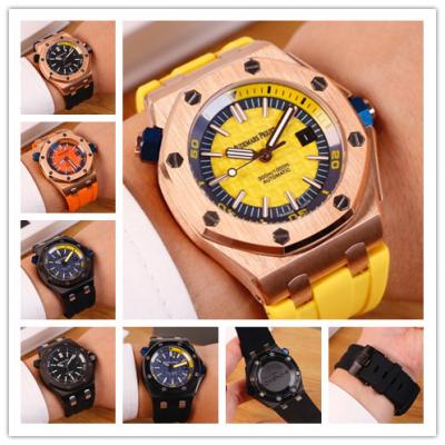 Replica  Royal Oak  A21J Automatic Movement  Mens Watch  Yellow Dial Rubber Strap C E95