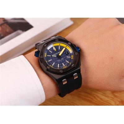 Replica  Royal Oak  A21J Automatic Movement  Mens Watch  Yellow Dial Rubber Strap C E95