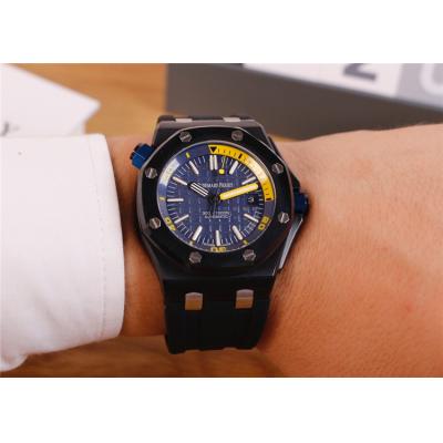 Replica  Royal Oak  A21J Automatic Movement  Mens Watch  Yellow Dial Rubber Strap C E95