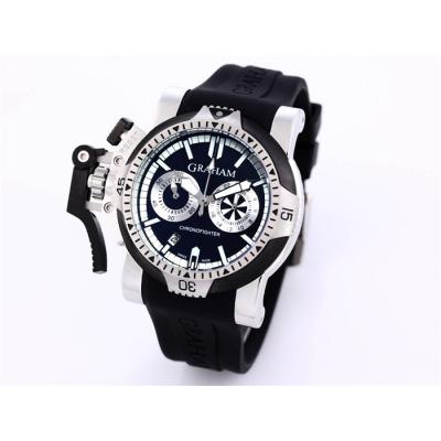 Replica Chronofighter Left Hand Japan Quartz Chronograph Mens Watch Blue Dial Rubber Strap