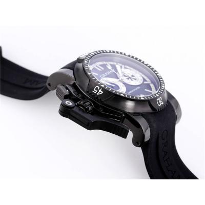 Replica Chronofighter Left Hand Japan Quartz Chronograph Mens Watch Blue Dial Rubber Strap