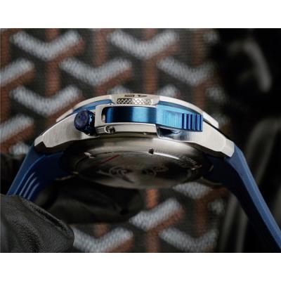 Replica Chronofighter Japan Quartz Chronograph Mens Watch Skeleton Dial SS Blue Rubber Strap