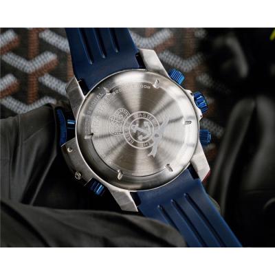 Replica Chronofighter Japan Quartz Chronograph Mens Watch Skeleton Dial SS Blue Rubber Strap