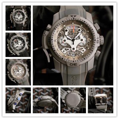 Replica Chronofighter Japan Quartz Chronograph Mens Watch Skeleton Dial SS Gray Rubber Strap