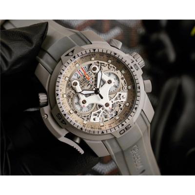 Replica Chronofighter Japan Quartz Chronograph Mens Watch Skeleton Dial SS Gray Rubber Strap