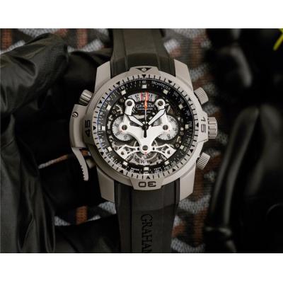 Replica Chronofighter Japan Quartz Chronograph Mens Watch Skeleton Dial SS Gray Rubber Strap