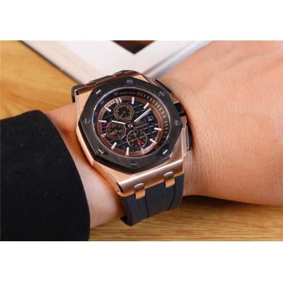 Replica  Royal Oak  A3126 Automatic Movement  Mens Watch Blck Dial Rubber Strap E100