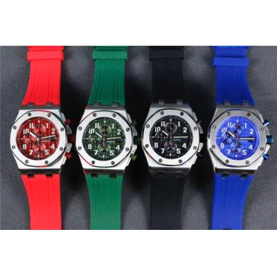 Replica  Royal Oak  Japan VK Quartz chronograph  Mens Watch  Red Dial Rubber Strap A  E101