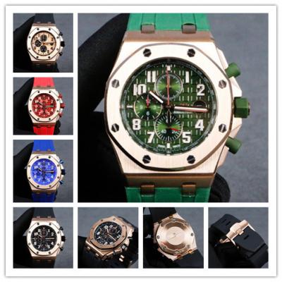 Replica  Royal Oak  Japan VK Quartz chronograph   Mens Watch Green  Dial Rubber Strap B  E101