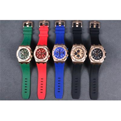 Replica  Royal Oak  Japan VK Quartz chronograph   Mens Watch Green  Dial Rubber Strap B  E101