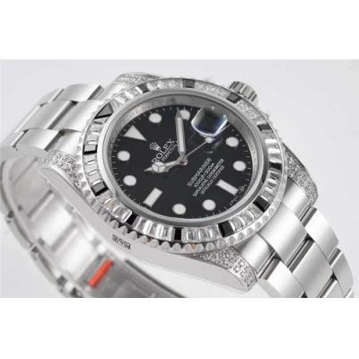 ROF 116610 Submariner A2836 Automatic Mens Watch Diamond Bezel Black Dial 904L Steel Case Bracelet Best Edition