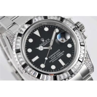 ROF 116610 Submariner A2836 Automatic Mens Watch Diamond Bezel Black Dial 904L Steel Case Bracelet Best Edition