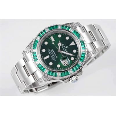 ROF 116610 Submariner A2836 Automatic Mens Watch Diamond Bezel Grenn Dial 904L Steel Bracelet Best Edition