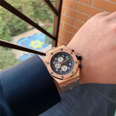 Replica  Royal Oak Offshore  A21J Automatic Movement Mens Watch  Black Dial Leather Strap E107