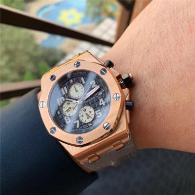 Replica  Royal Oak Offshore  A21J Automatic Movement Mens Watch  Black Dial Leather Strap E107