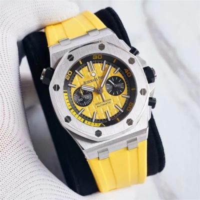 Replica  Royal Oak  A21J Automatic Movement Mens Watch Yellow Dial Rubber Strap E115