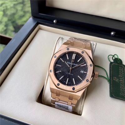 Replica  Royal Oak  A21J Automatic Movement Mens Watch White Dial Rose Gold E116